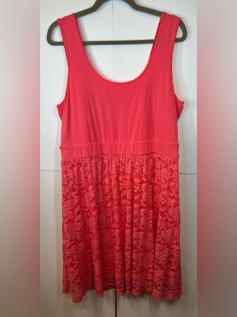 Torrid Coral Pink Lace Overlay Babydoll Dress Size 2 (2X) Sleeveless